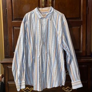 Tommy Bahama Men’s size XXL, blue striped button down.